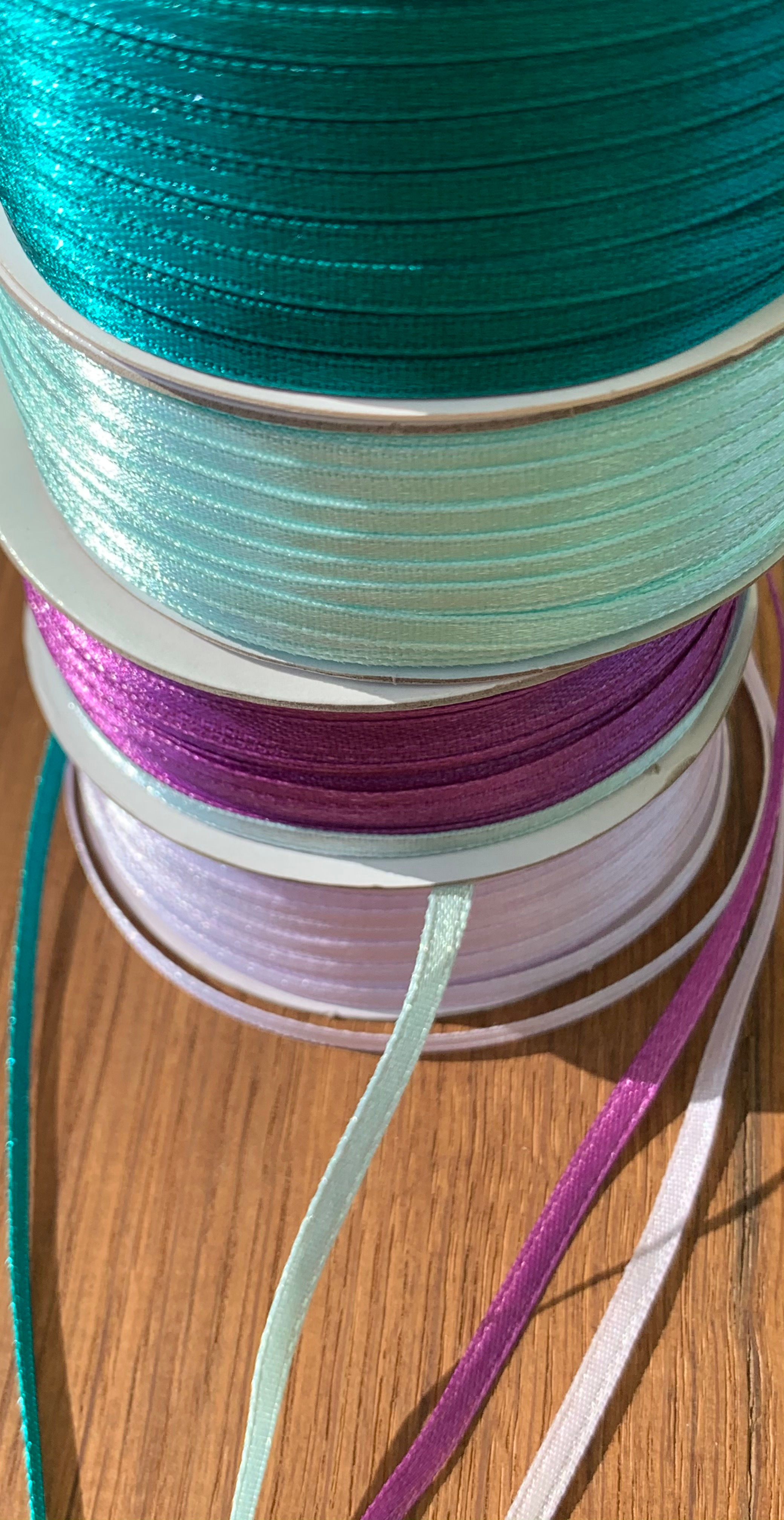 3mm Double Satin ribbon, sold per 5m length, choice of shades