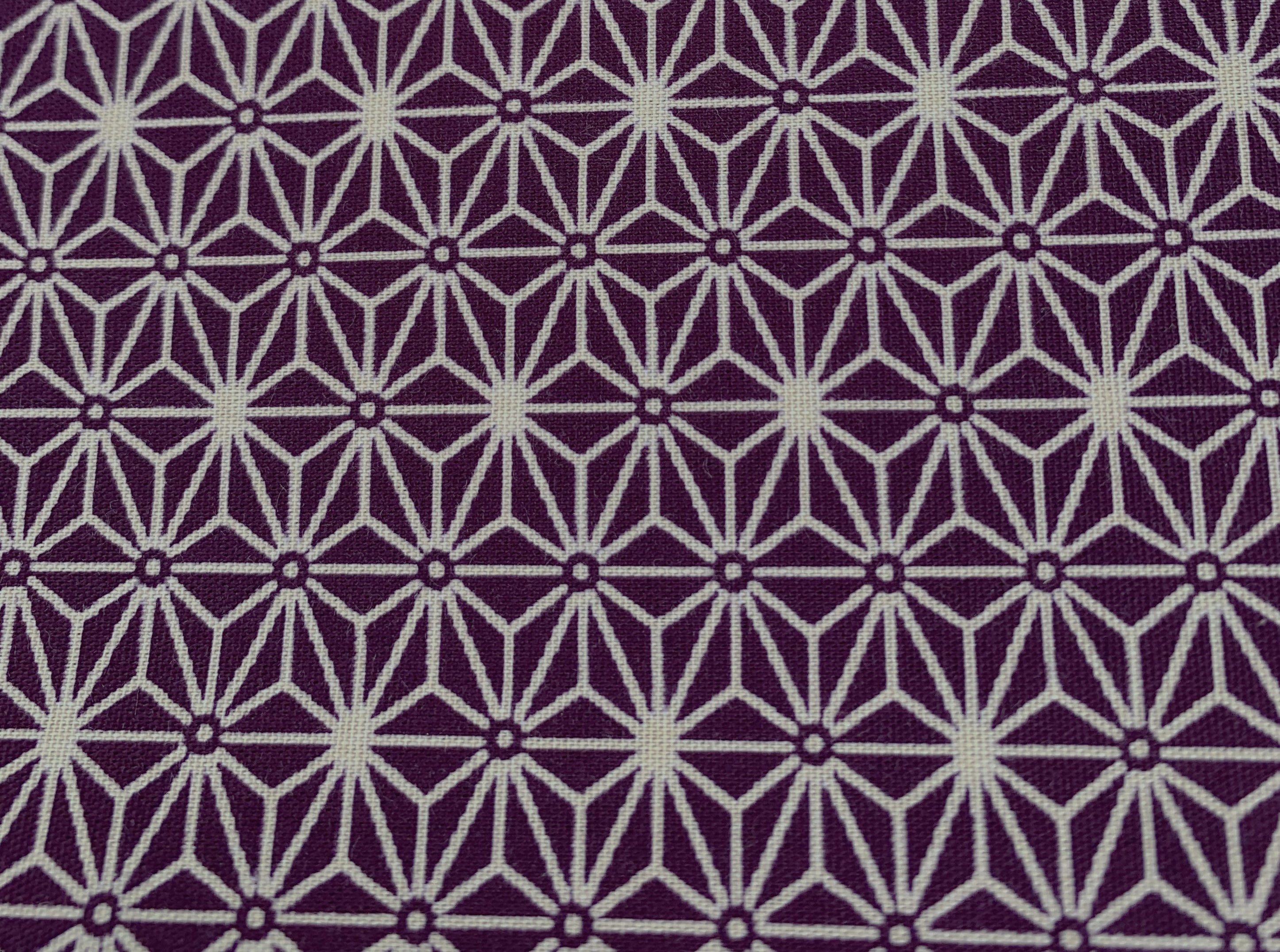 Authentic Japanese, Quality pure cotton fabric Asanoha purple