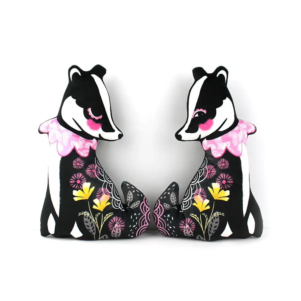 Thumbnail: Baby Badger Twins DIY Sewing kit by Miss Ella. 26cm high x 17cm each cub