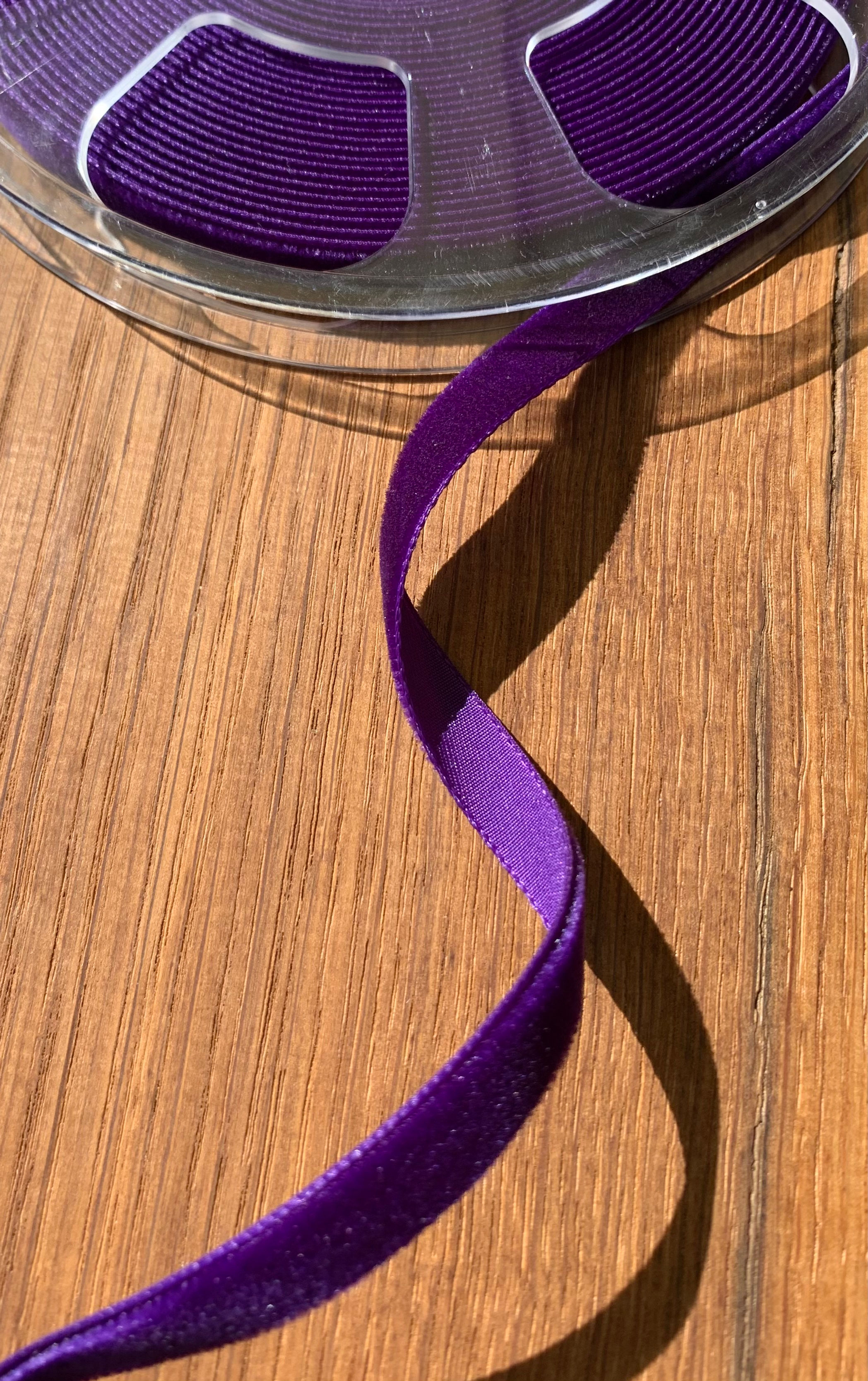 9mm wide, soft  Velvet ribbon, sold per metre, purple