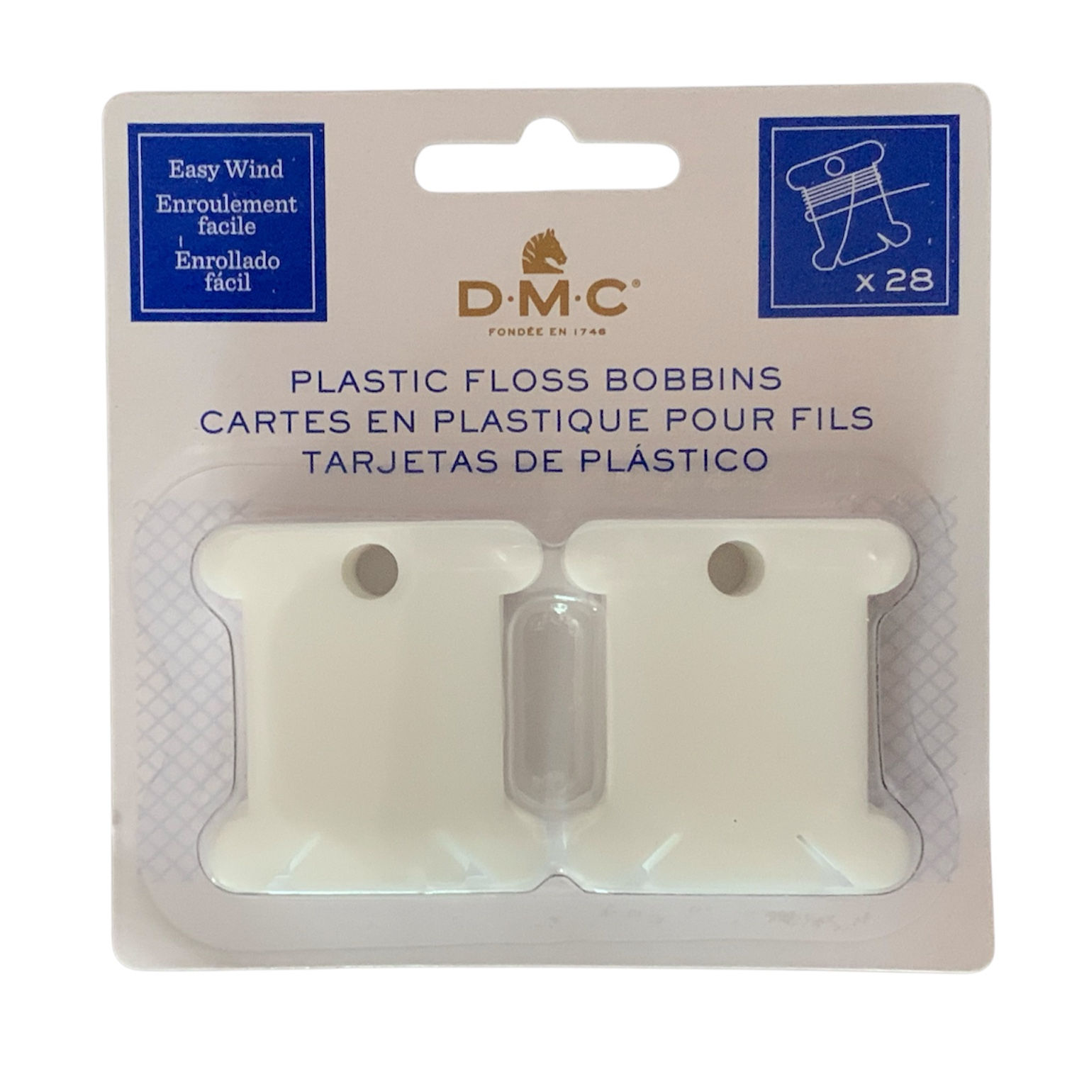 DMC Plastic Floss Bobbins Pack of 28, Easy Wind Thread Organiser