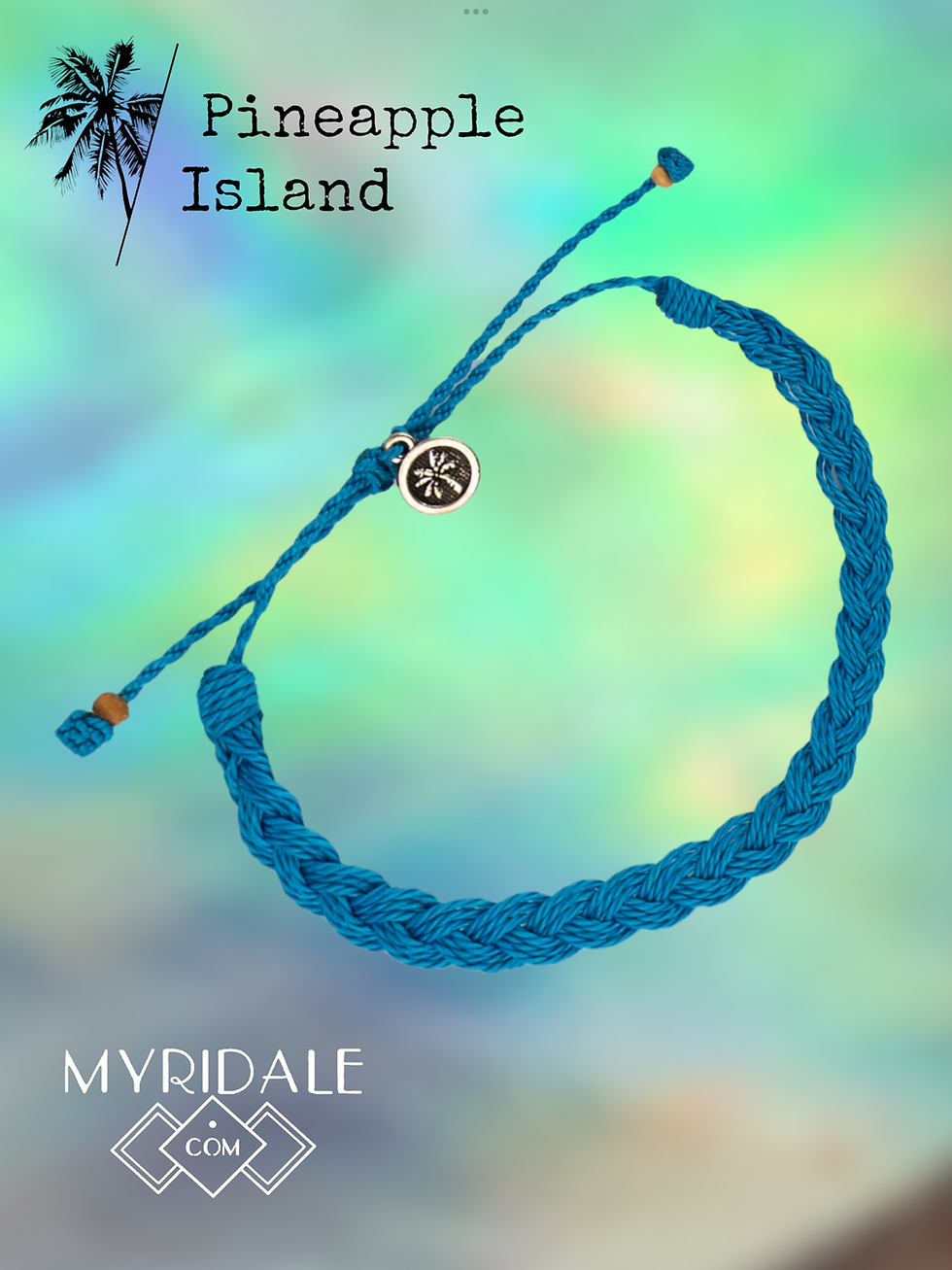 Braided Surf Anklet in waxed cotton, turquoise, adjustable up to 12cm diam.