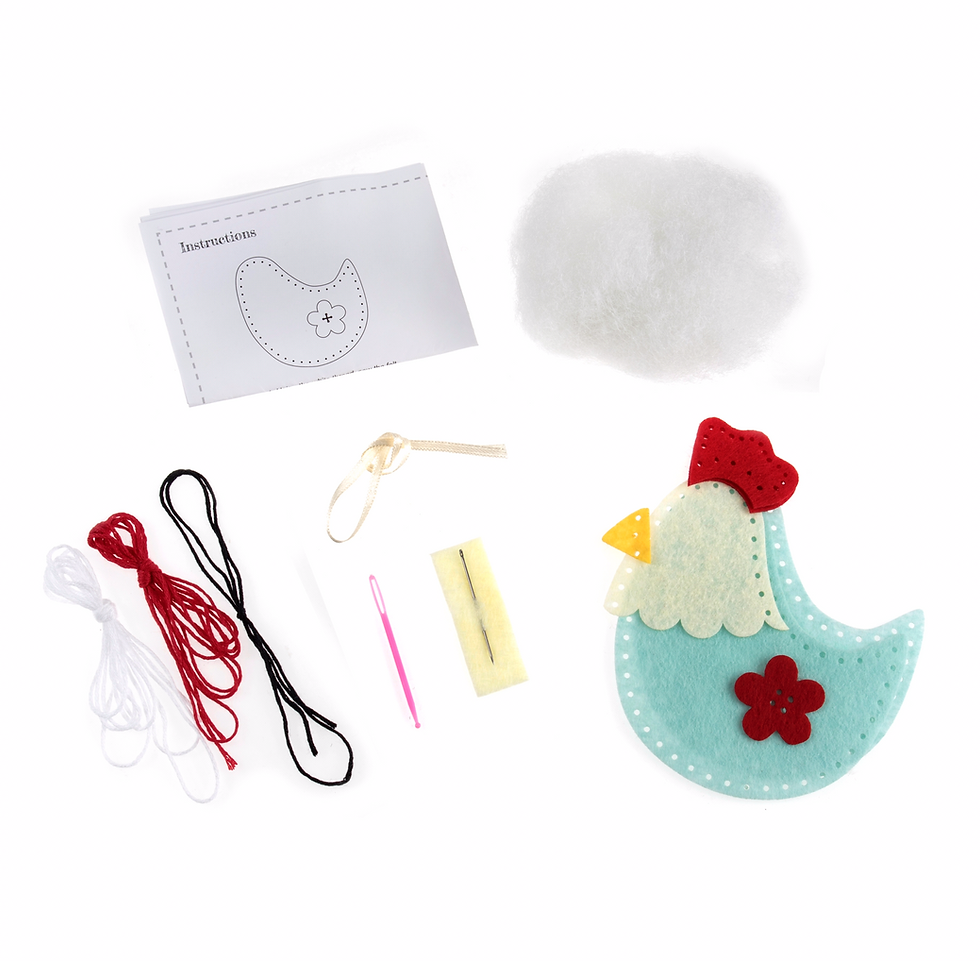 Thumbnail: Hen Felt Craft Kit easy Sewing. 11x10cm Party gifts or activity, Stocking filler