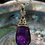 Thumbnail: Purple Peardrop necklace, Paua shell. 18" chain, 28mm Rhodium plated
