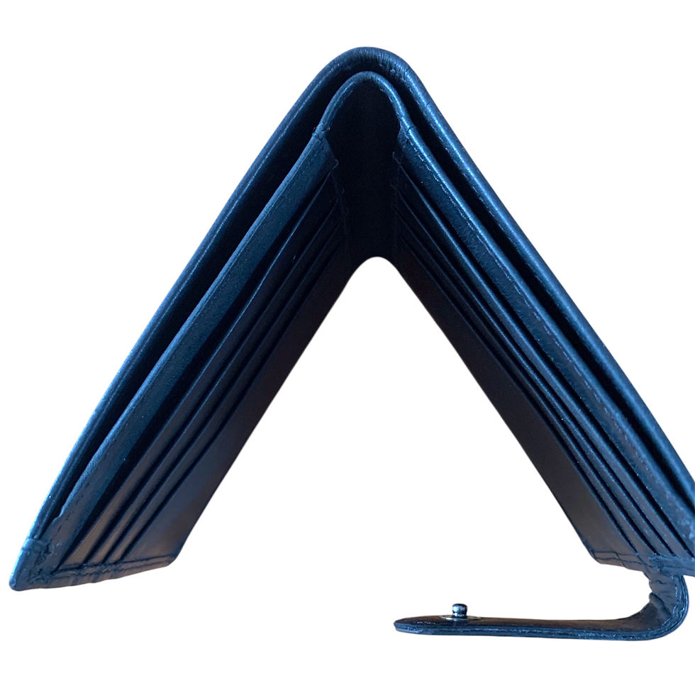 Thumbnail: Genuine Leather bifold wallet from  Acorn & Hide black, snap closure