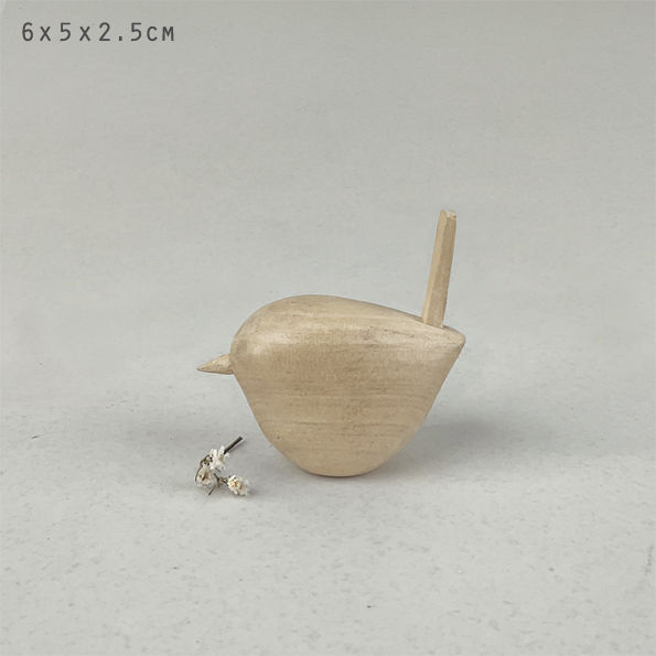 Thumbnail: Wooden wren in choice of white, suar or black wood.