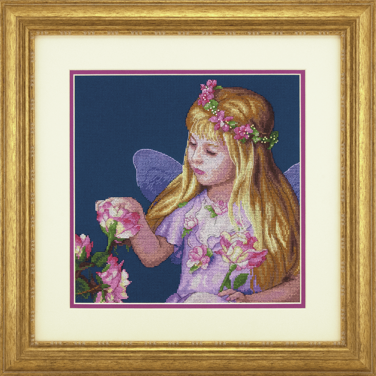 Dimensions “Rose Fairy“ 14ct Counted Cross Stitch kit, 11x11 in / 27.9 x 27.9 cm