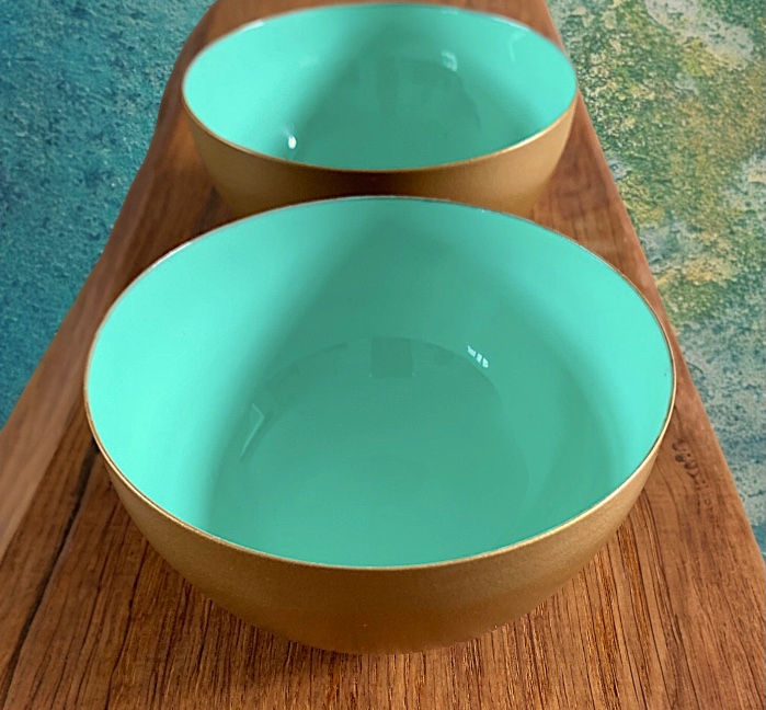 Thumbnail: Shoeless Joe pair of small mint green bowls, appx. 10cm diameter