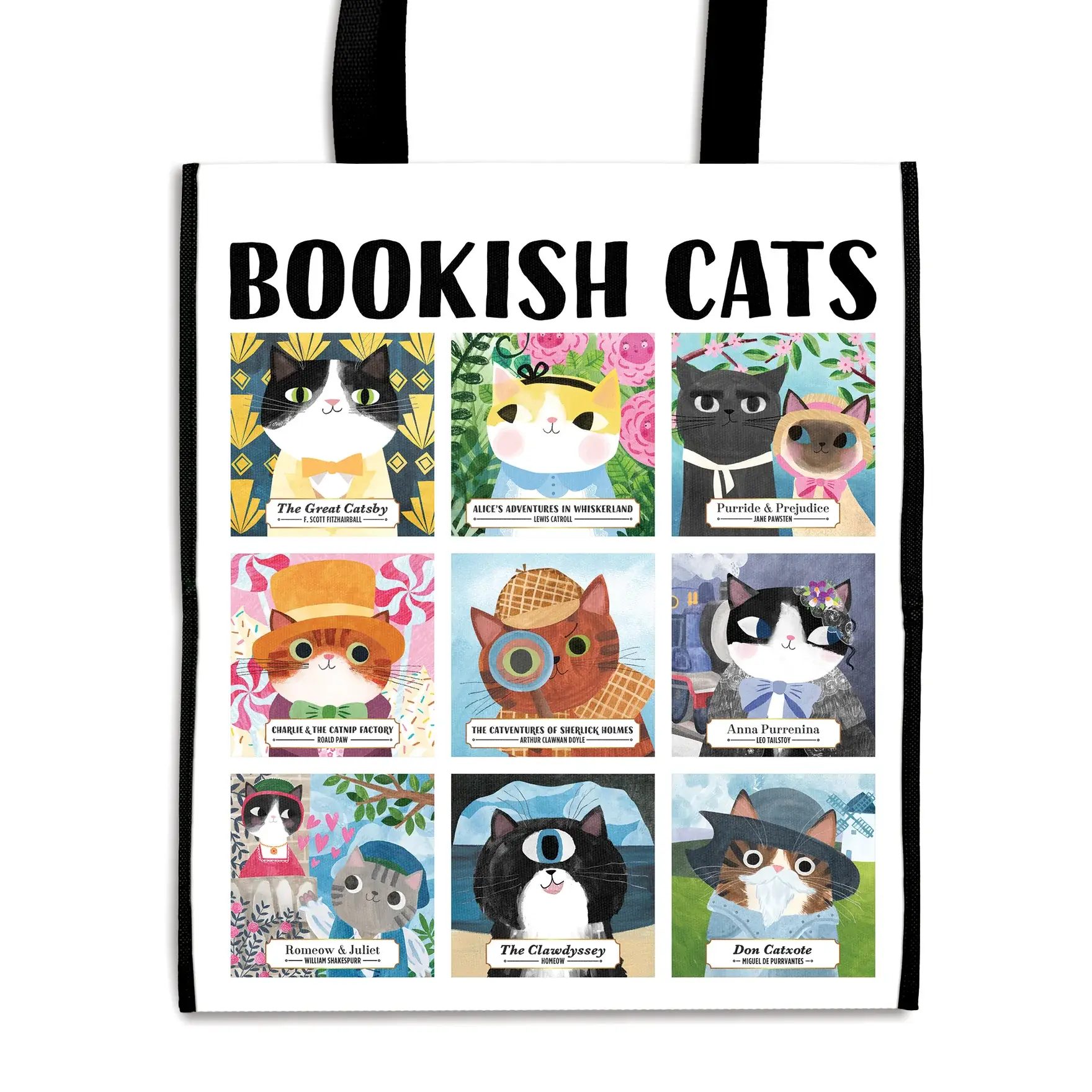 Bookish Cats Reusable Recycled Material Lightweight Shopping Bag
