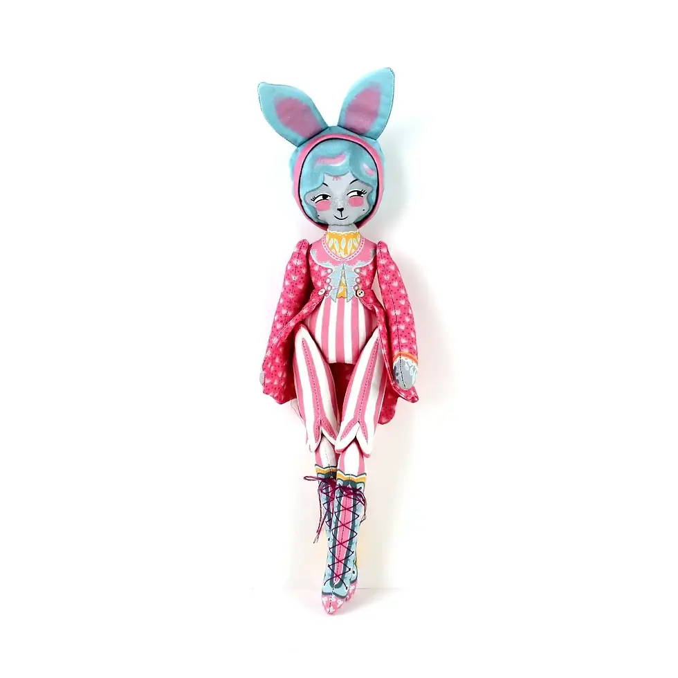 Thumbnail: Mewky Cat Ringmaster Doll & Bunny DIY Sewing kit Miss Ella, H:33cm apx NOT a toy