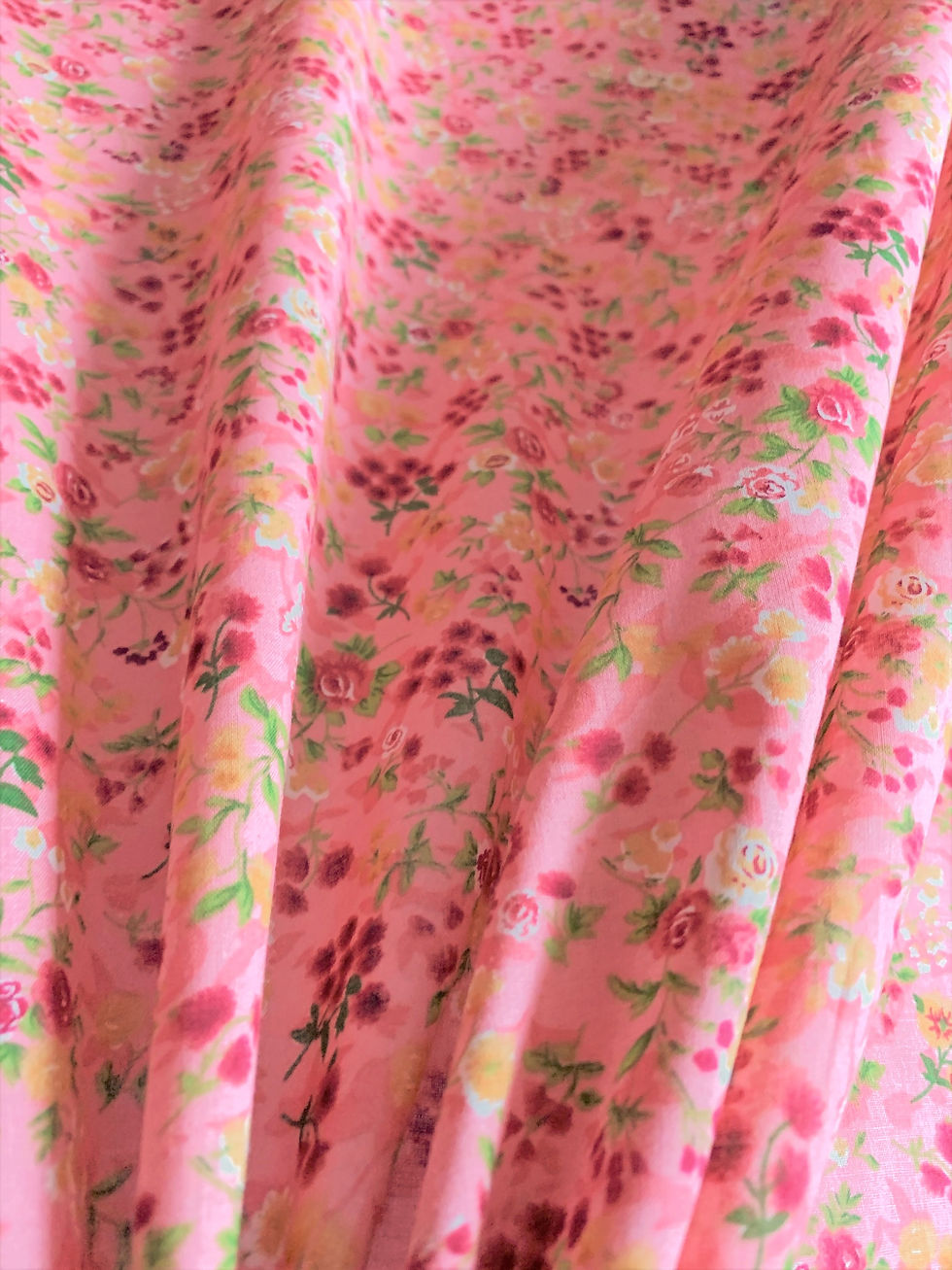 Thumbnail: 100% cotton lawn, pink floral print, 144cm wide, sold per metre