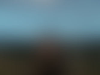 long exposure shot of a man moving in front of a city skyline, foregrounded by houses in a field