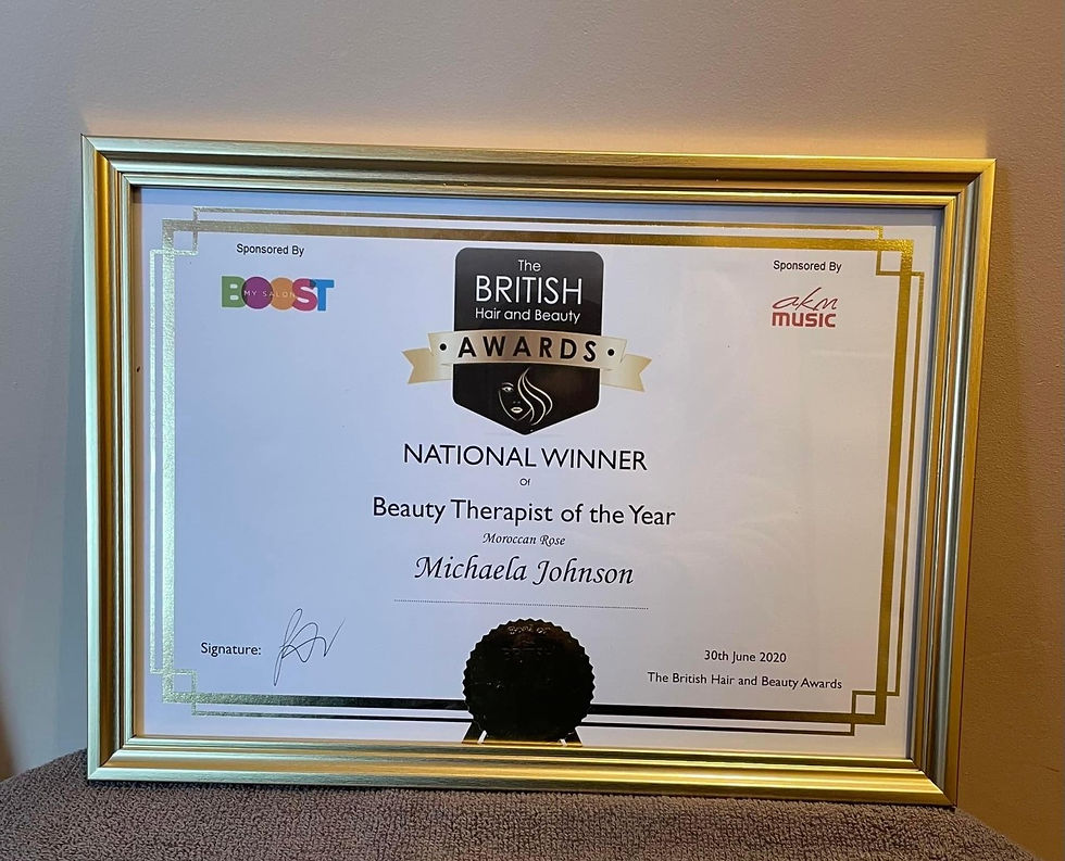 Moroccan Rose Winner British Hair and Beauty Awards 2020 National Winner Beauty Therapist