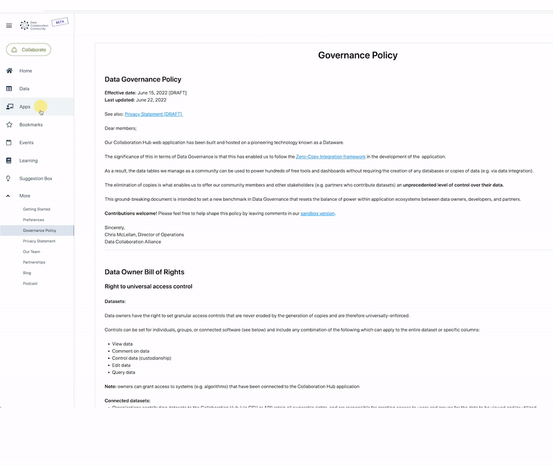 Free application. Data Privacy Law navigator. Data Collaboration Community