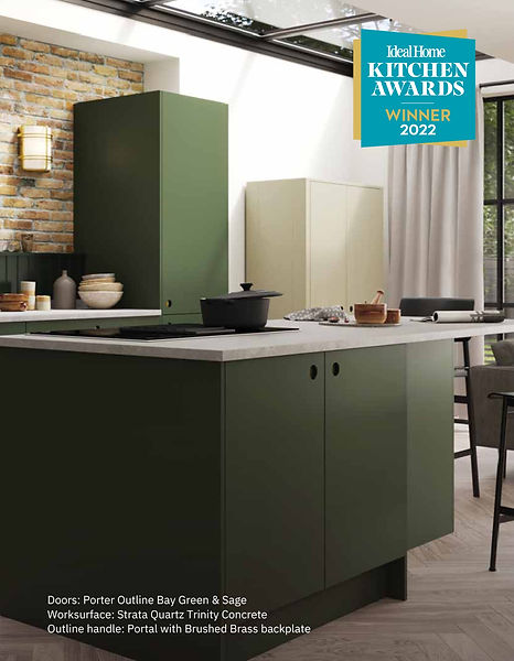 Modern green kitchen design, Ideal Home Kitchen Awards 2023 winner