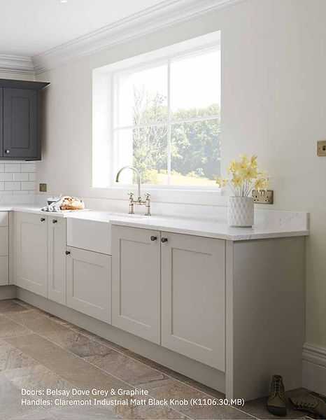 Elegant Shaker kitchen design with farmhouse sink