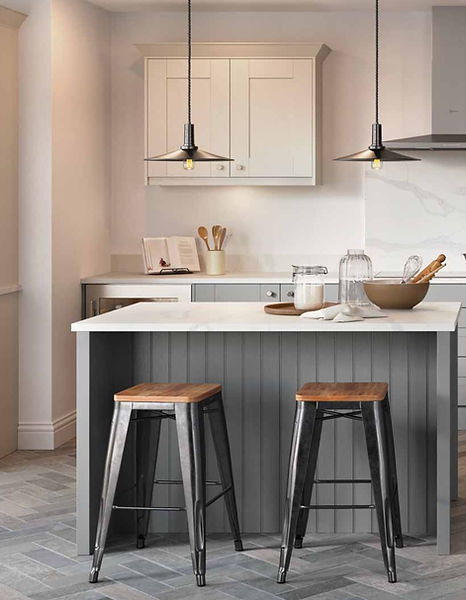 Modern kitchen island with two stools