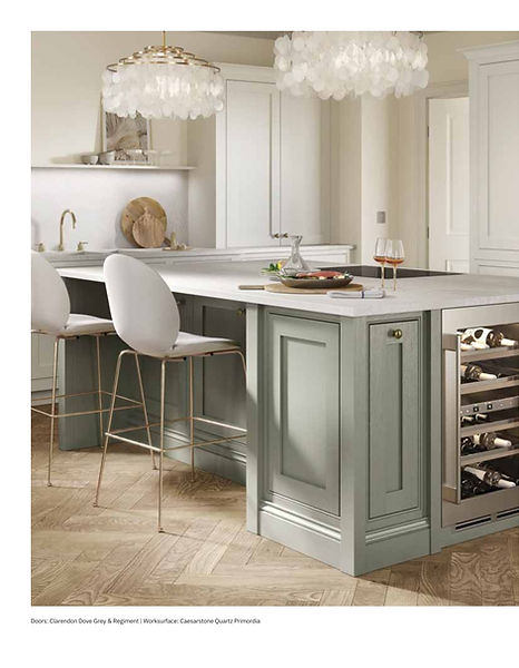 Elegant sage green Shaker kitchen island