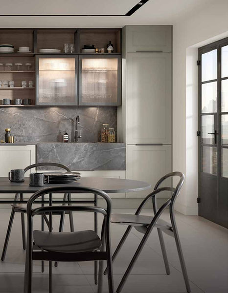 Modern kitchen design with dining area