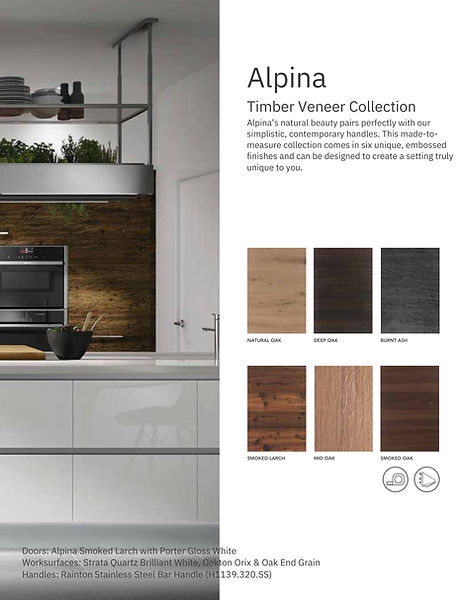 Alpína Timber Veneer Collection: Modern kitchen design with wood accents.