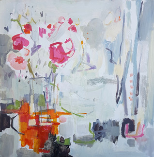 Pink Blooms on Grey