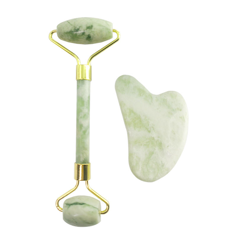 Thumbnail: 110g Xiu Yu White Jade Facial Roller Gua Sha Set