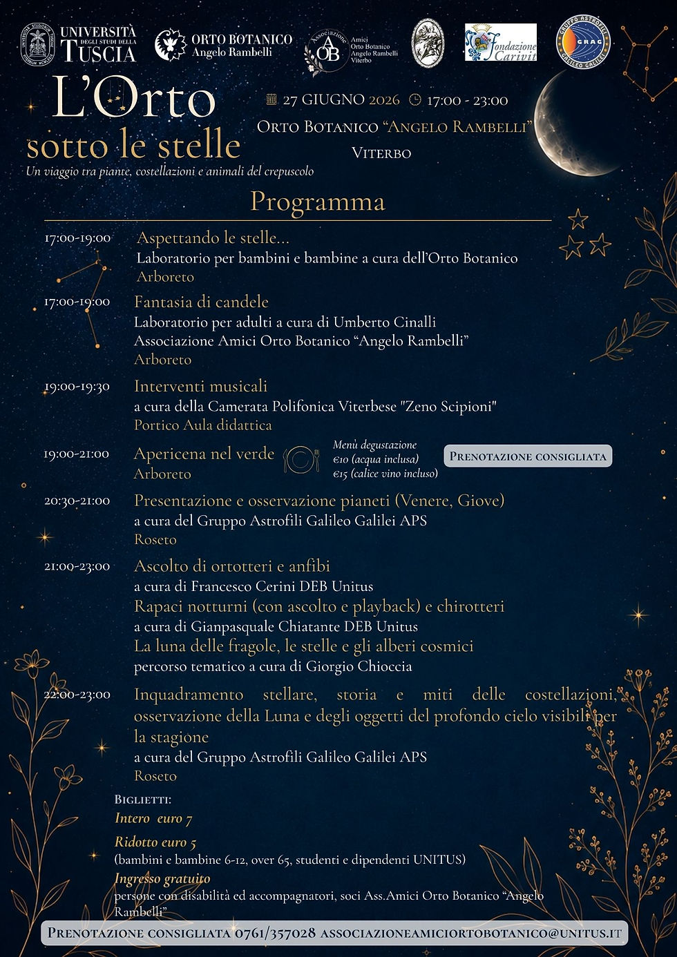 L'Orto sotto le stelle -PROGRAMMA 