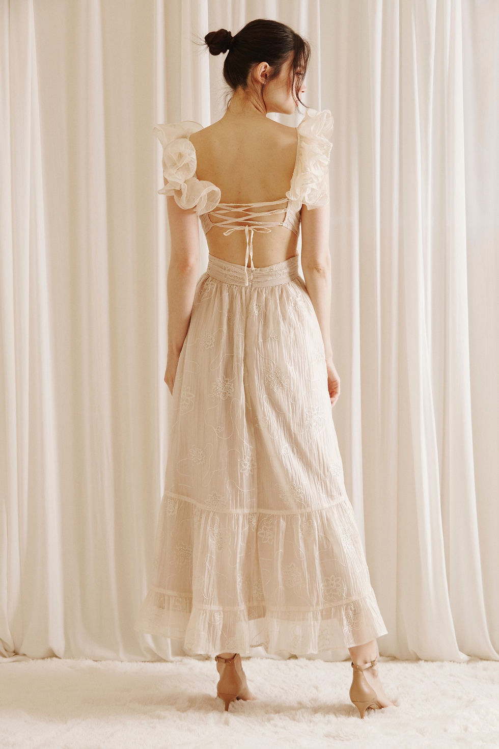 Thumbnail: Floral champagne maxi dress