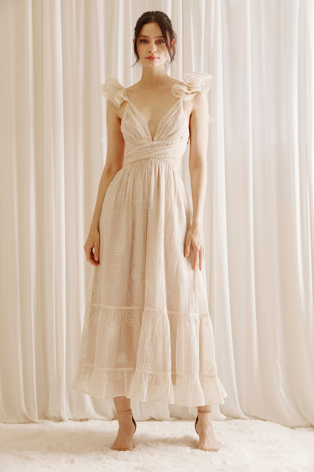 Floral champagne maxi dress