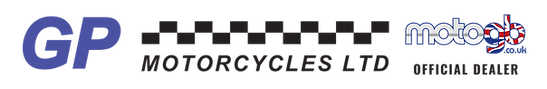 Logo for GP Motorcycles UK, a motorcycle dealer and service centre.
