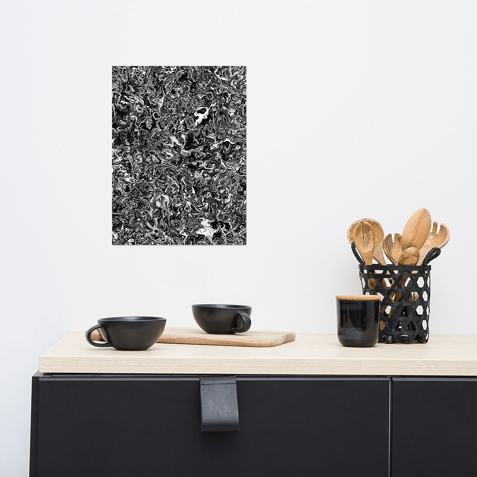 12x16in Poster - Abstract Art - Black & White