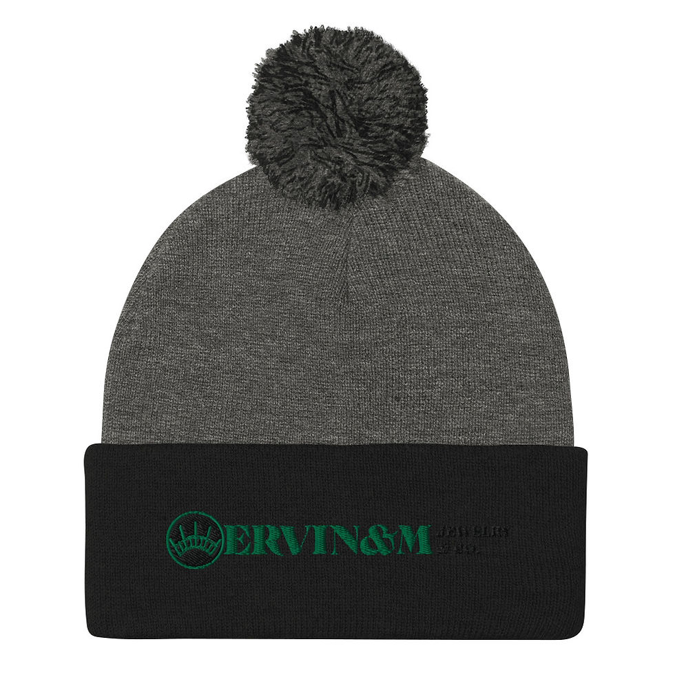 dark grey and black E&M Classic - Pom Pom Beanie