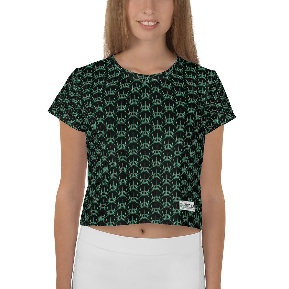 Black Crowns T - Designer Crop Top front view