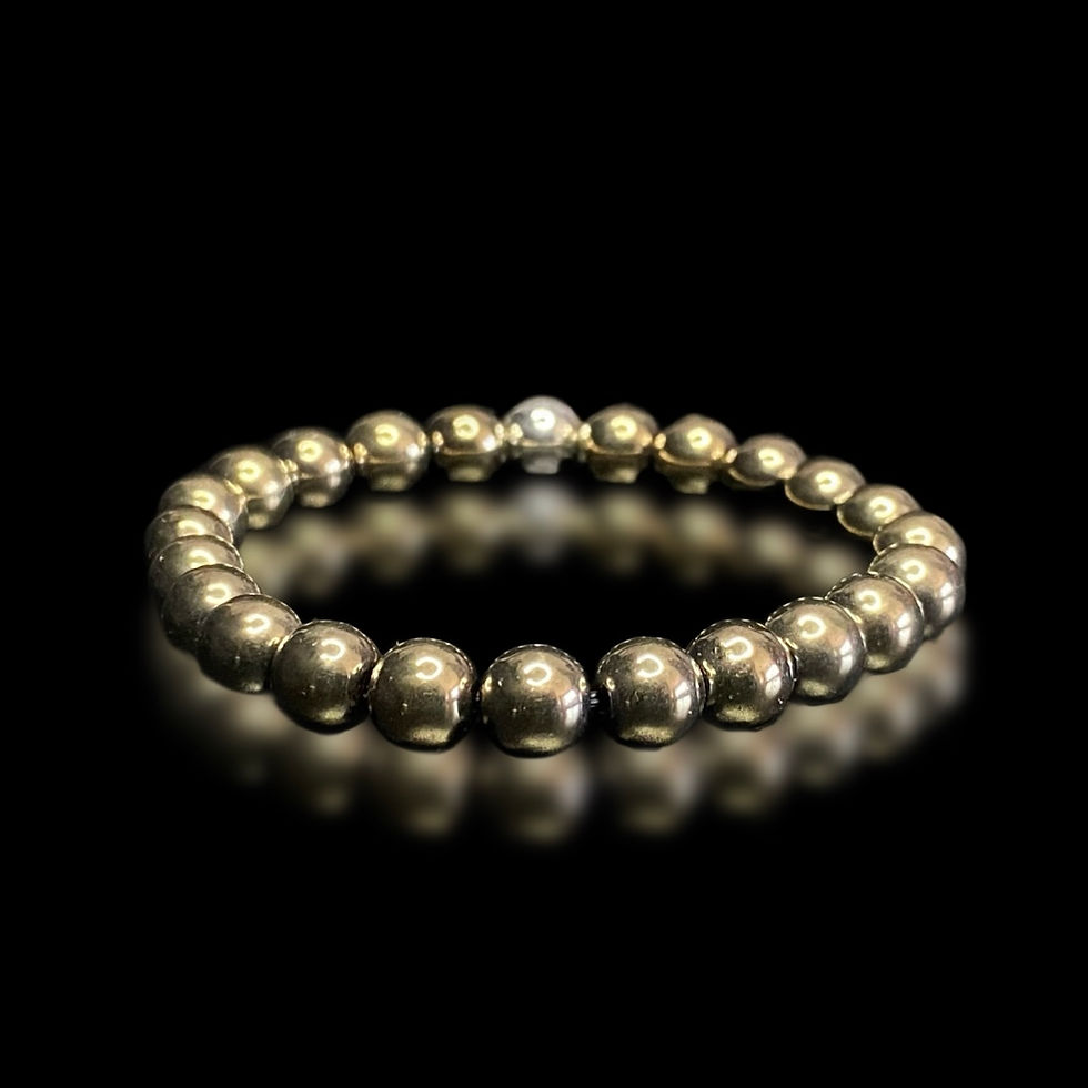 8mm gold pyrite beaded bracelet front view