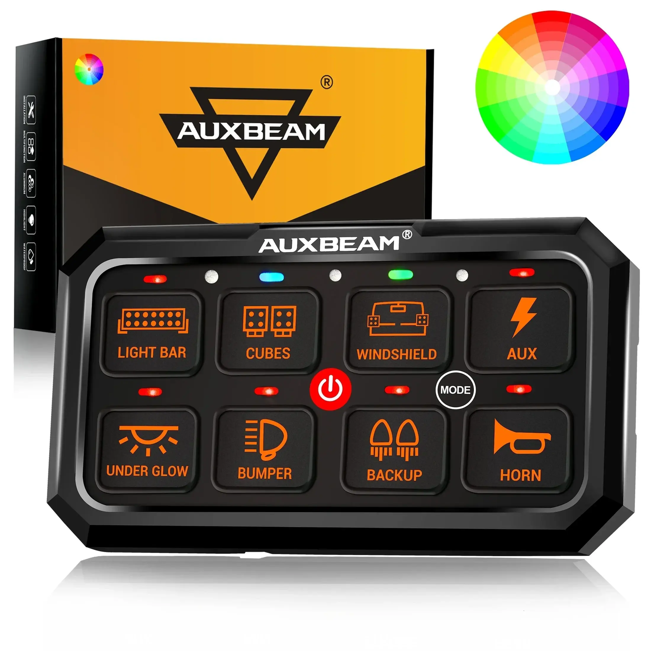 Auxbeam RGB 8 Gang RA80 XL Switch Panel, Toggle/Momentary/Pulsed
