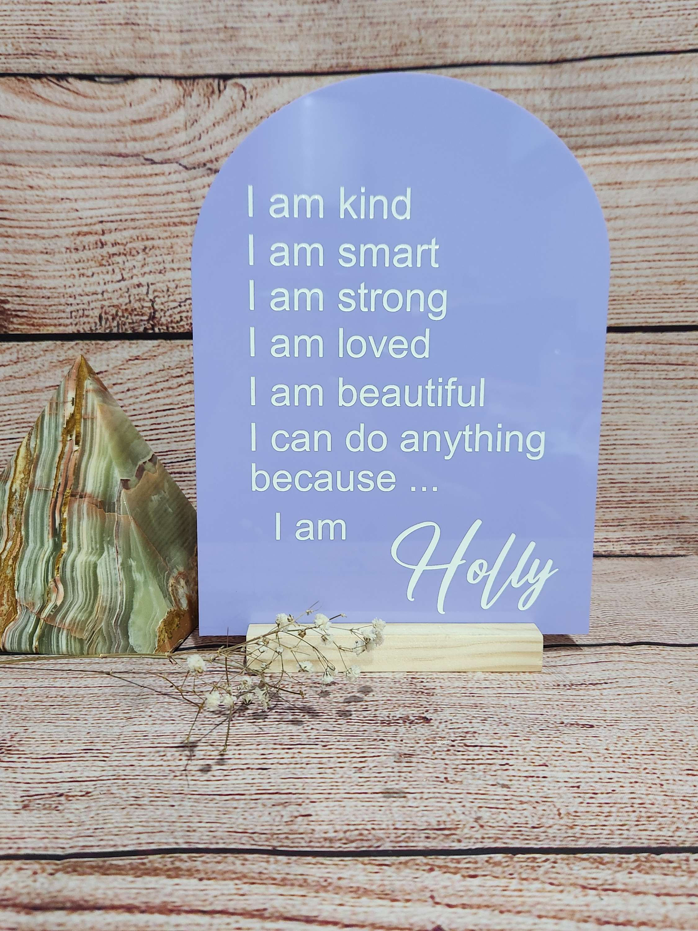 Affirmations sign on stand
