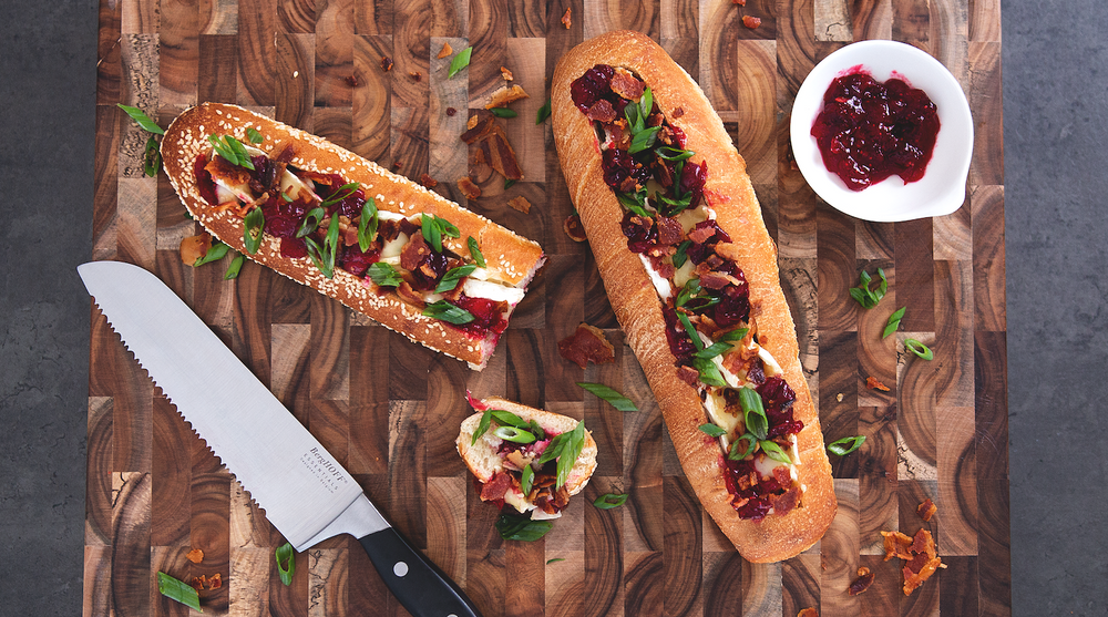 Turkey, Bacon, Brie & Cranberry Stuffed Baguette