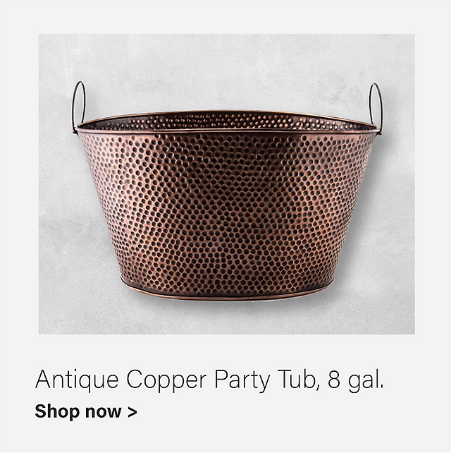 8 Gallon Antique Copper Party Tub