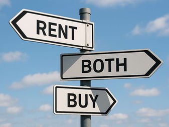 image of a crossroads sign with arrows pointing to "Rent", "Buy", and "Both" (Rentvesting)