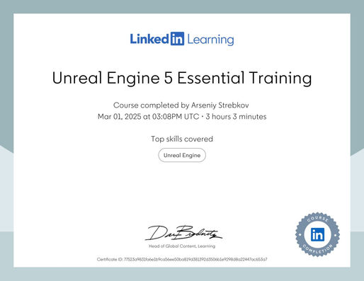 Just finished the course “Unreal Engine 5 Essential Training” by George Maestri! Check it out: https://lnkd.in/dWdhZnBR hashtag#unrealengine