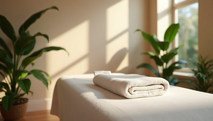 Eye-level view of a serene spa treatment room with modern equipment in Canggu Bali