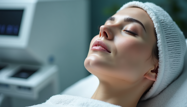 Close-up view of HIFU machine ready for facial skin treatment