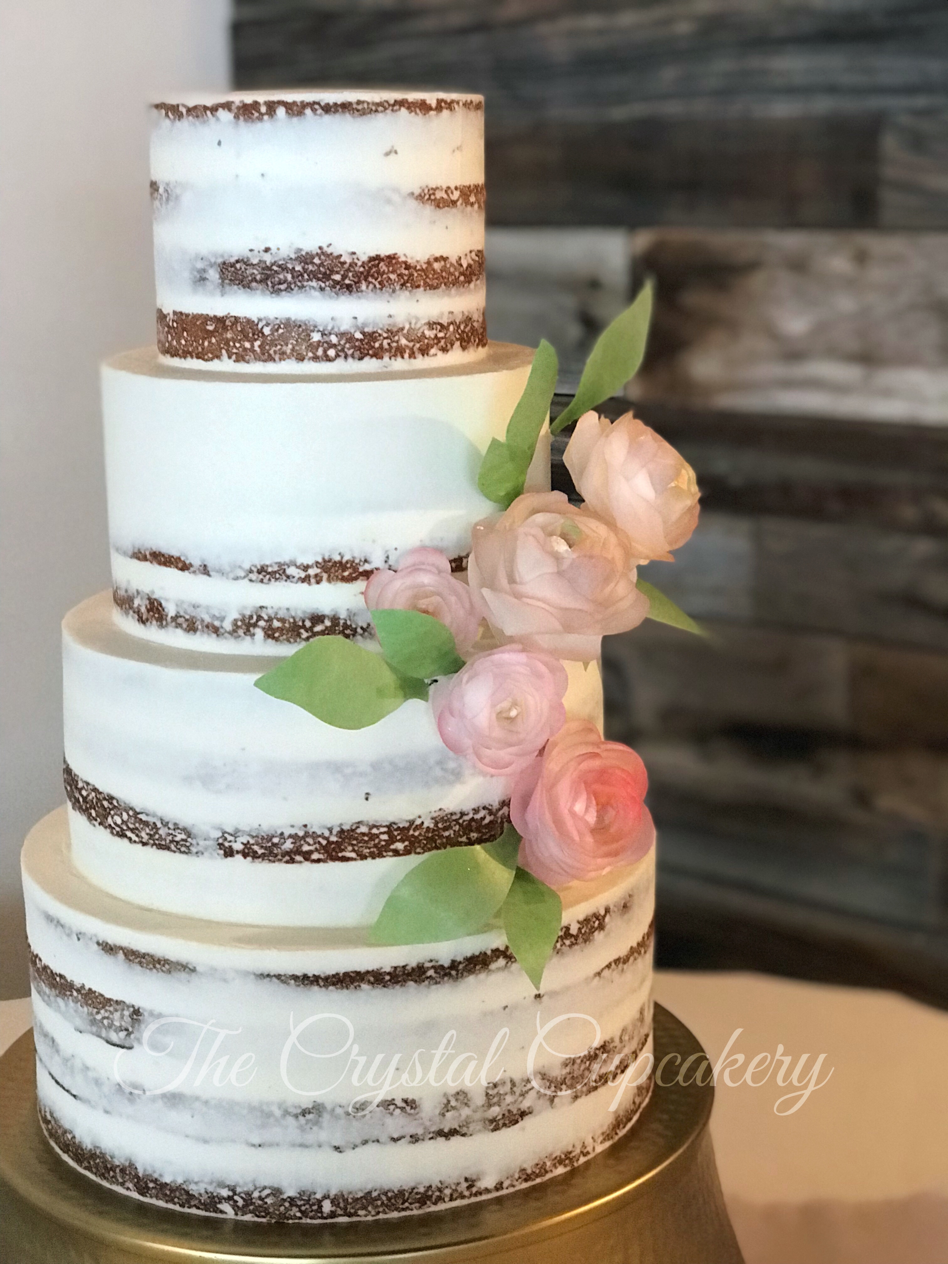 Naked Cake with Wafer Paper Flowers