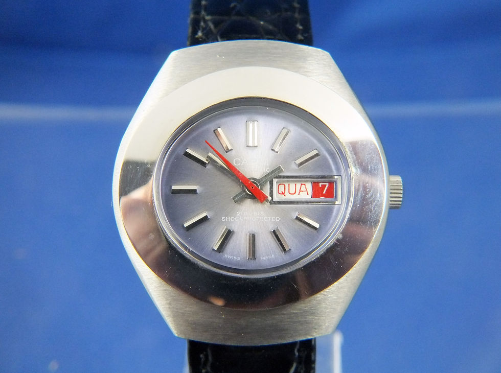 Thumbnail: Capri Automatic Watch . Vintage Circa 1970S . NOS - Ronda 21 Jewel Cal 1239-21