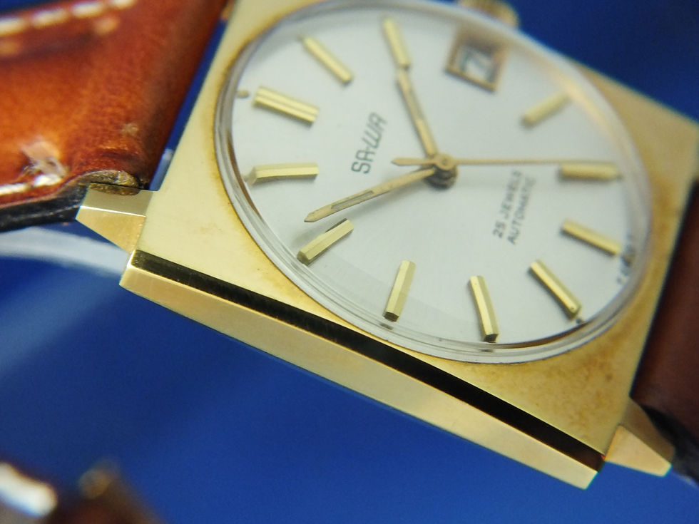 Thumbnail: SA-WA SAWA Automatic Watch 1970s NOS Vintage Swiss 120Ft ( 13ATM ) Waterproof