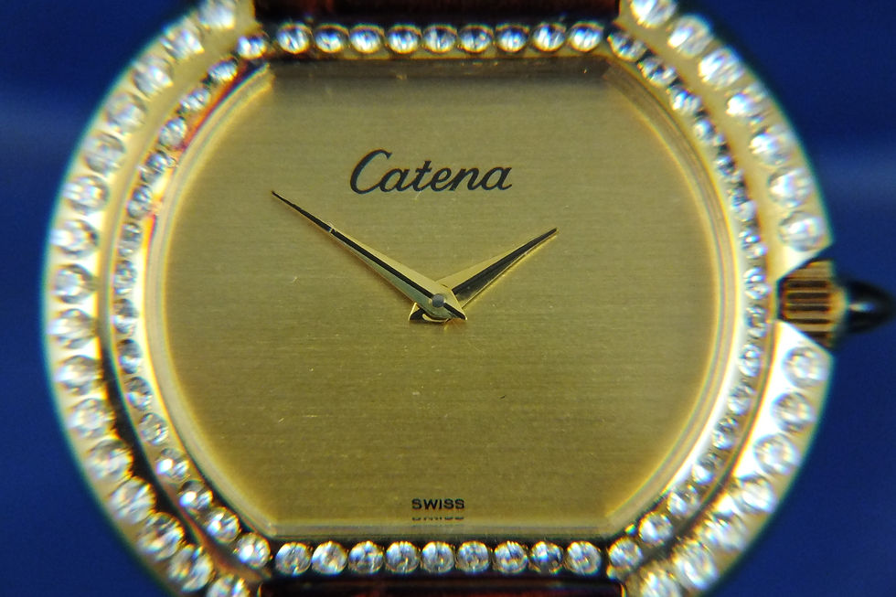 Thumbnail: Catena Swiss Mechanical Ladies Diamonds Dress Watch NOS 1970s Old Stock