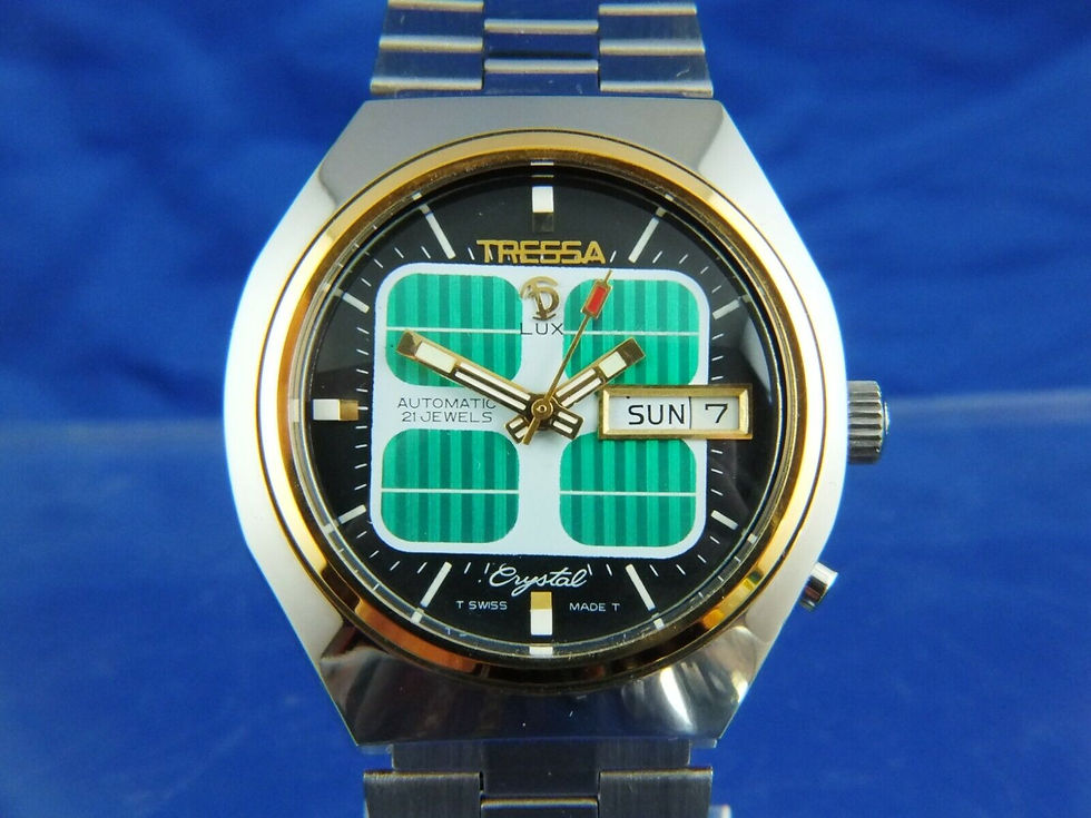 Thumbnail: Tressa Lux Automatic Swiss Watch . Circa 1970s . NOS Cal AS 5206-2