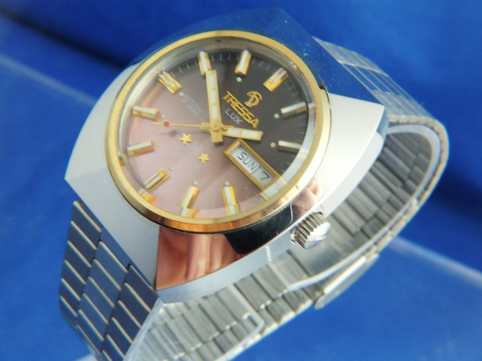 Thumbnail: Tressa Lux Automatic Swiss Watch . Circa 1970s . NOS Cal AS 5206