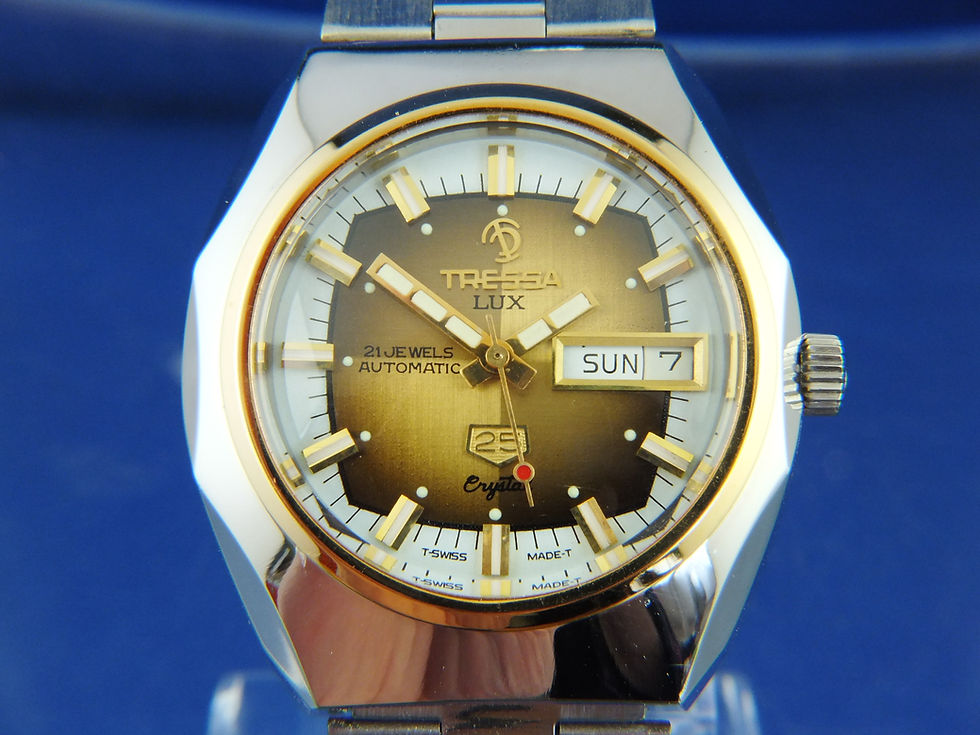 Thumbnail: Tressa Lux Automatic Swiss Watch . Circa 1970s . NOS Cal AS 5206