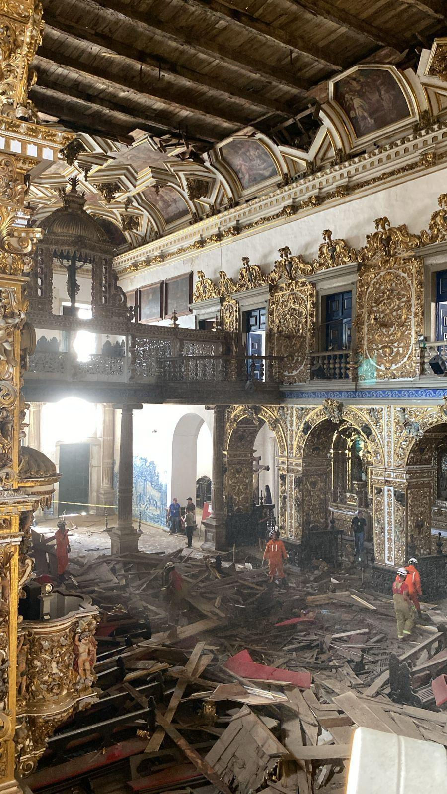Igreja de São Francisco de Assis, conhecida como a “igreja de ouro”, no Centro Histórico de Salvador, que desabou no início do mês.